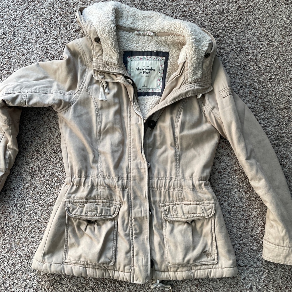 Abercrombie & Fitch Beige Parka Jacket